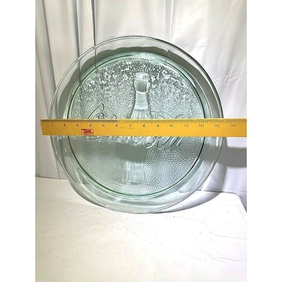 COCA-COLA Coke Bottle Round Clear Green Glass 13" Serving Tray Platter Plate - Picture 3 of 3